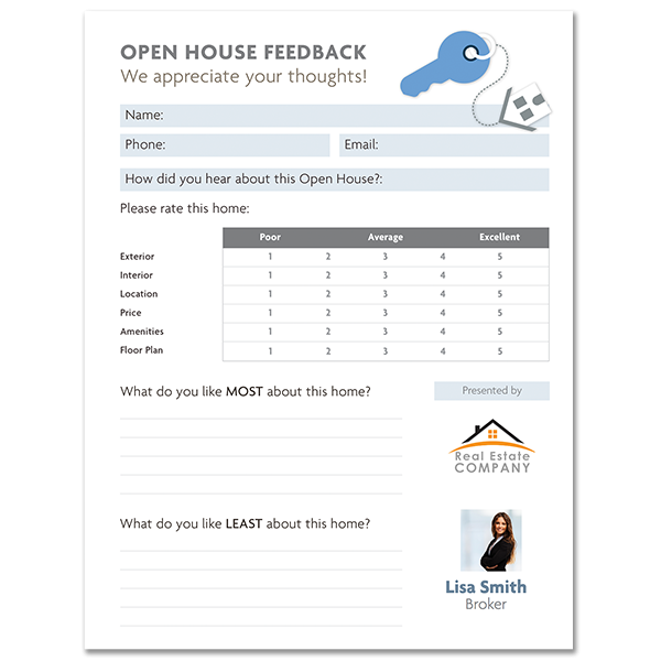 Free Printable Open House Feedback Form