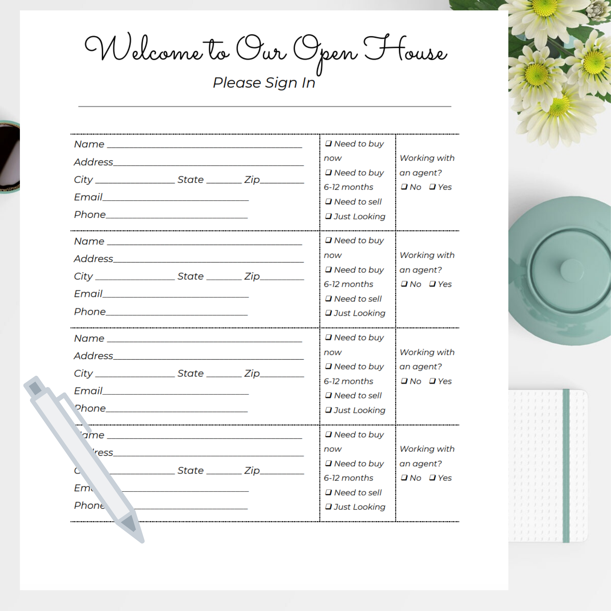 Free Printable Open House Sign In Sheet