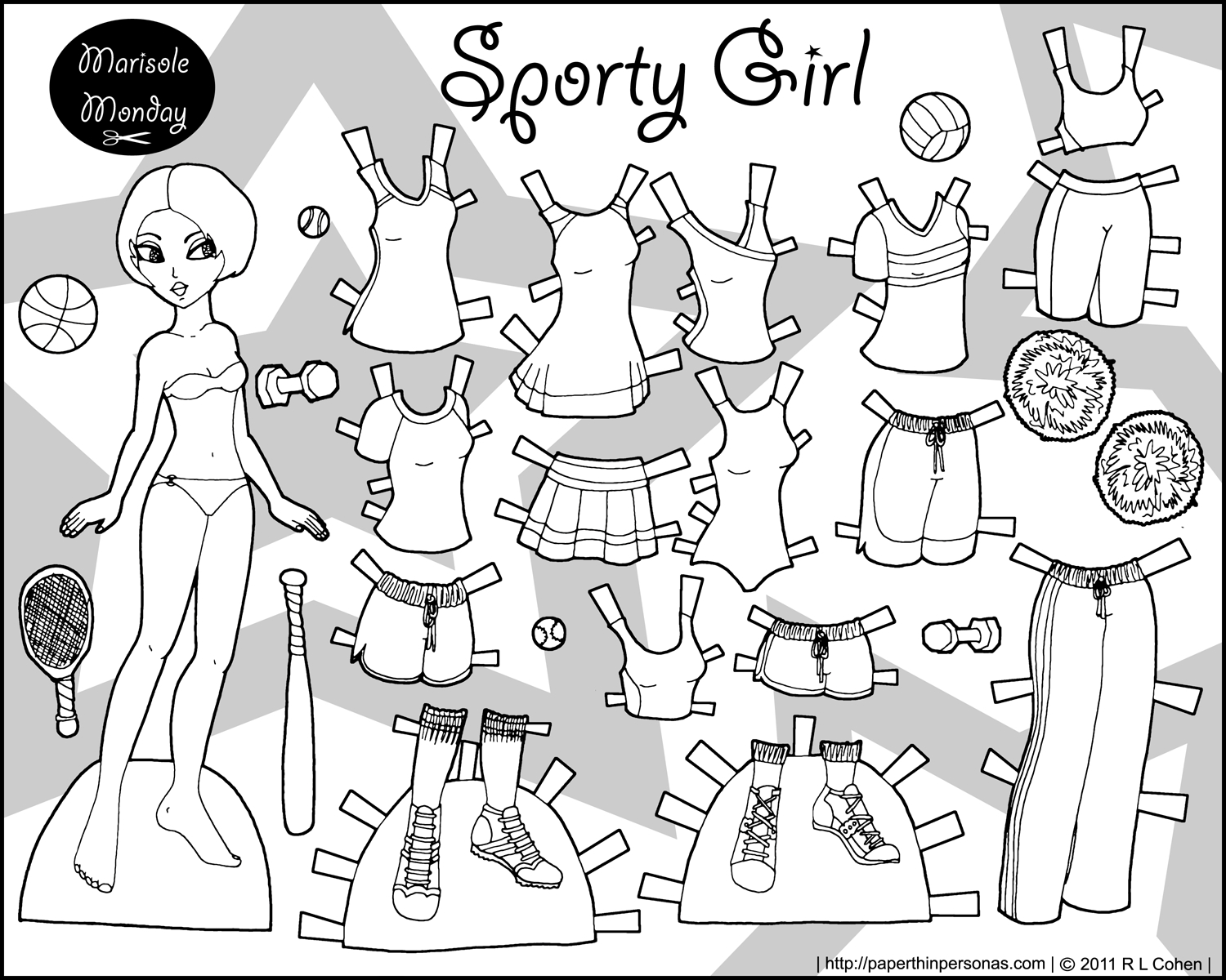 Free Printable Paper Dolls Black And White Free Printable