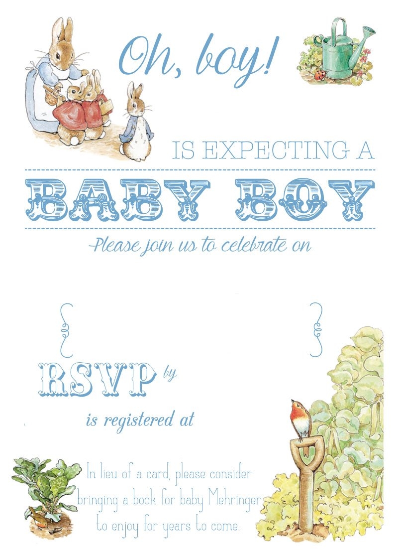 Free Printable Peter Rabbit Baby Shower Invitation FREE Printable 