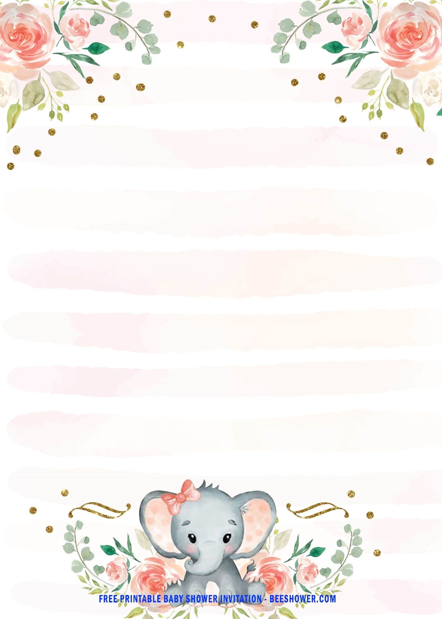 Free Printable Pink Elephant Baby Shower Invitations Baby Shower 