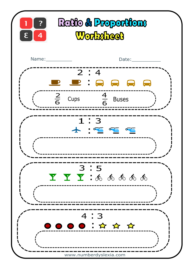 Free Printable Ratio And Proportion Worksheets PDF Number Dyslexia
