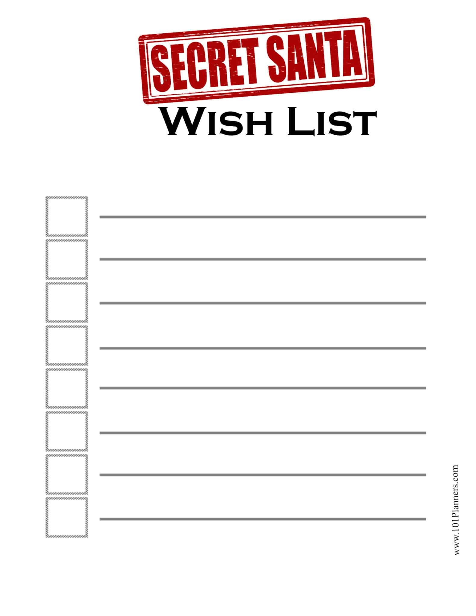 Free Printable Secret Santa Wish List Template Printable And 