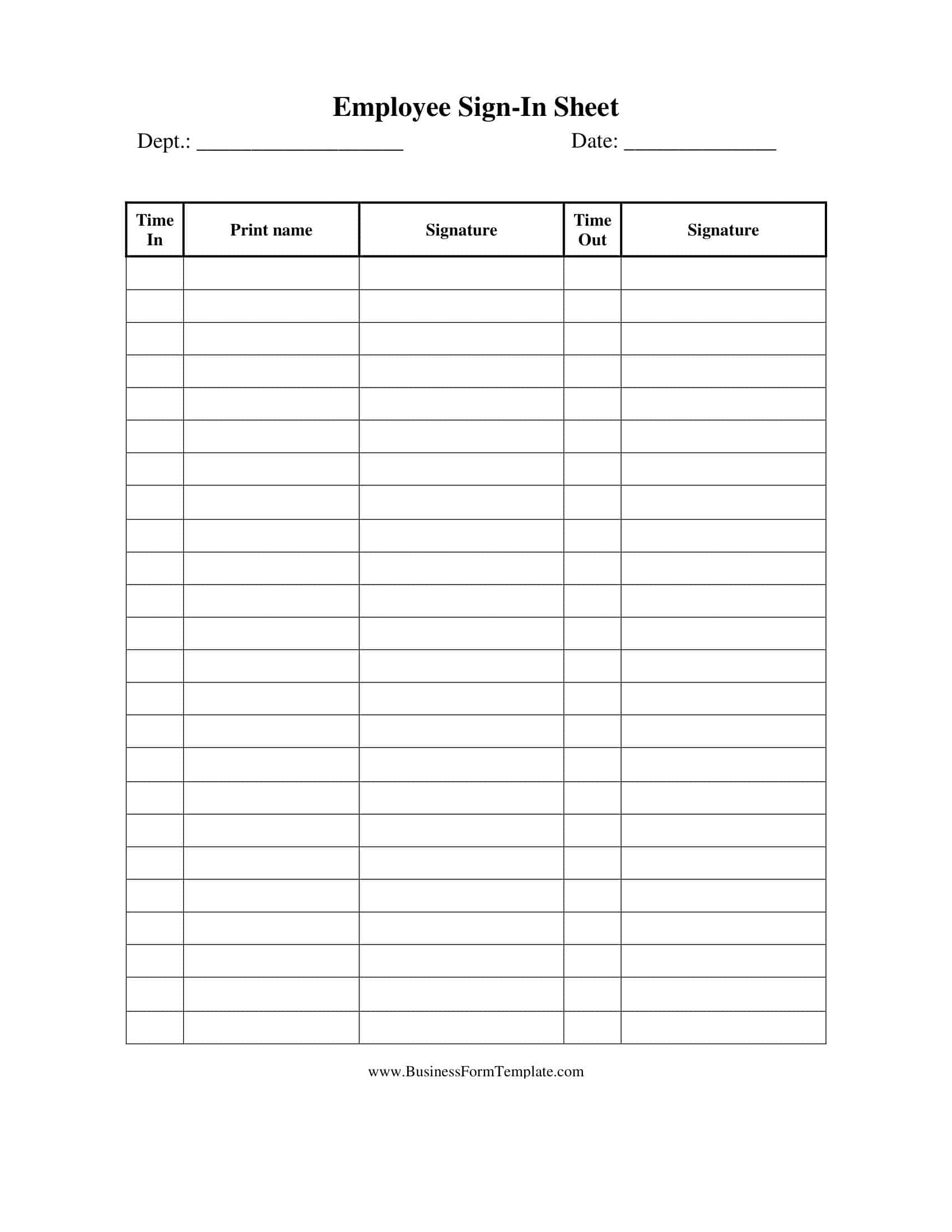 Free Printable Sign In And Out Sheet Templates PDF Word Excel 