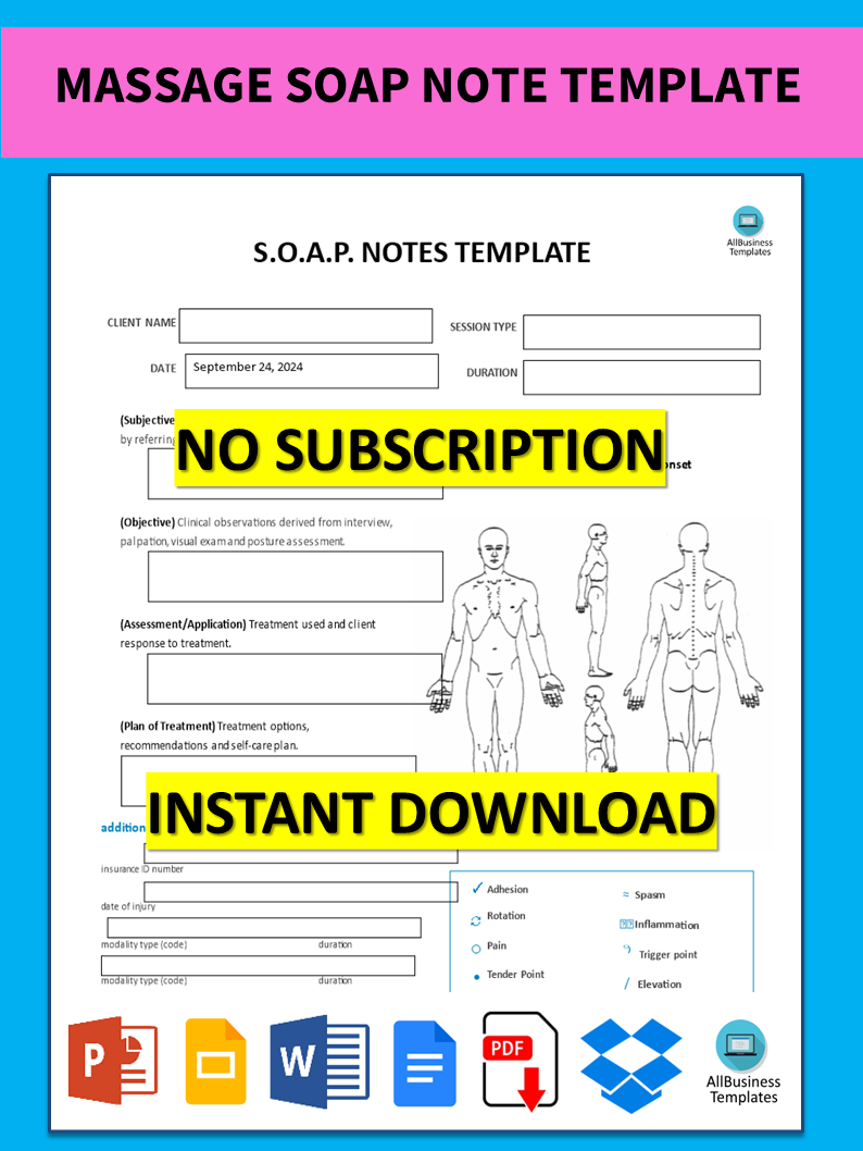 Free Printable Soap Notes For Massage Therapy Printable Templates