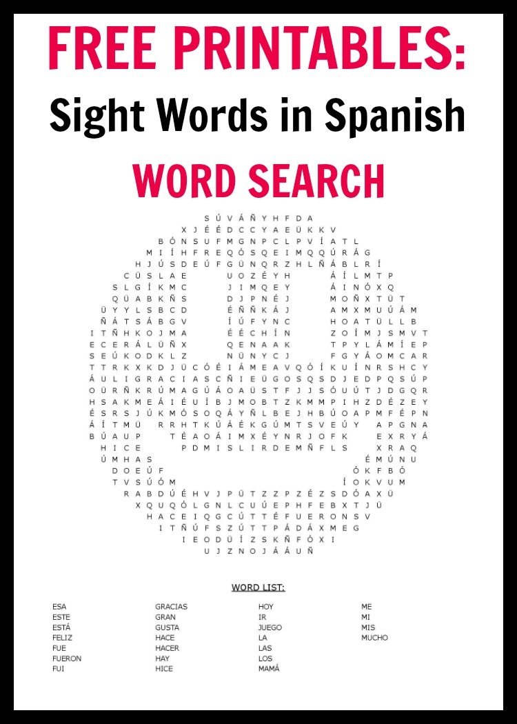 Free Printable Spanish Word Search