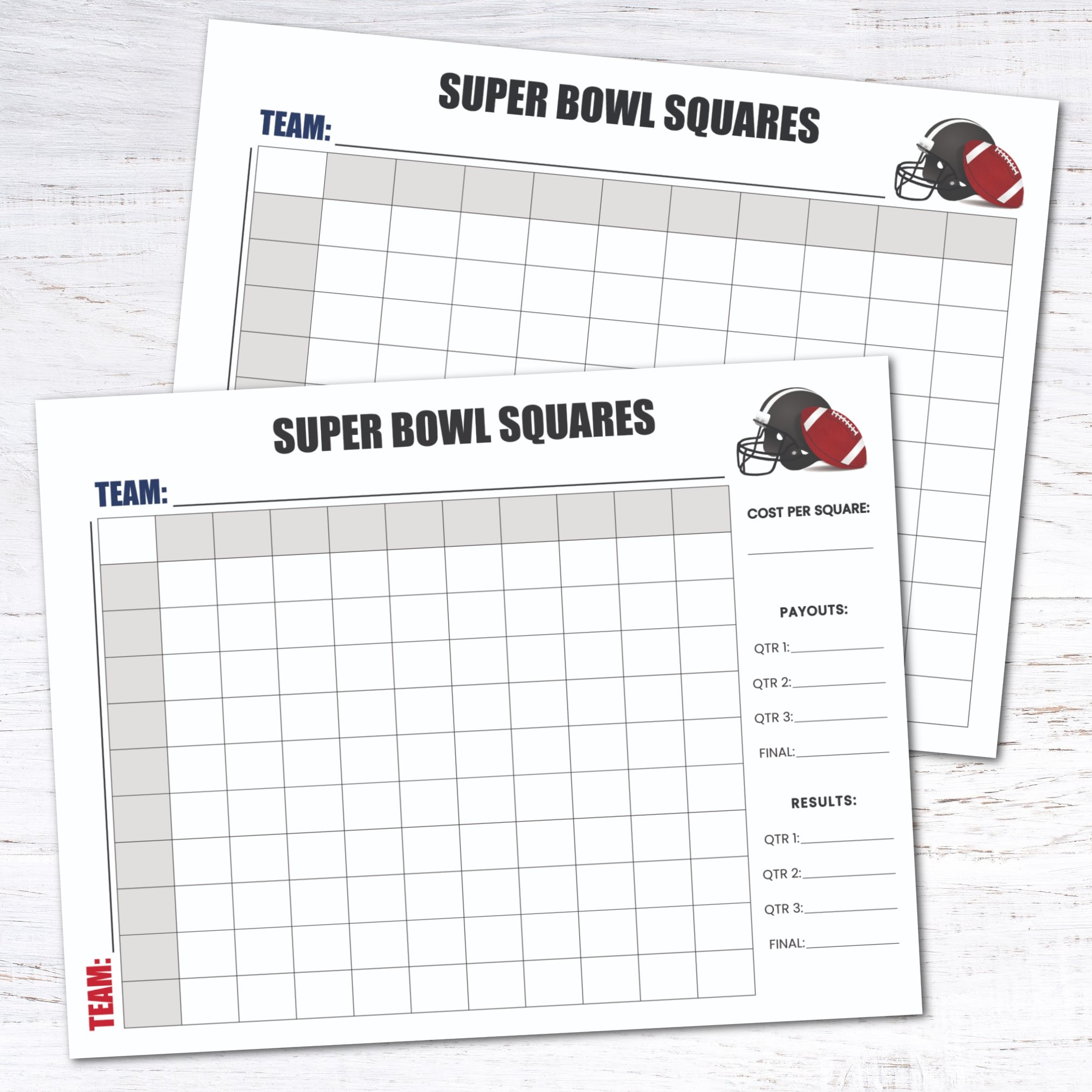 Free Printable Super Bowl Squares Board Krafty Planner