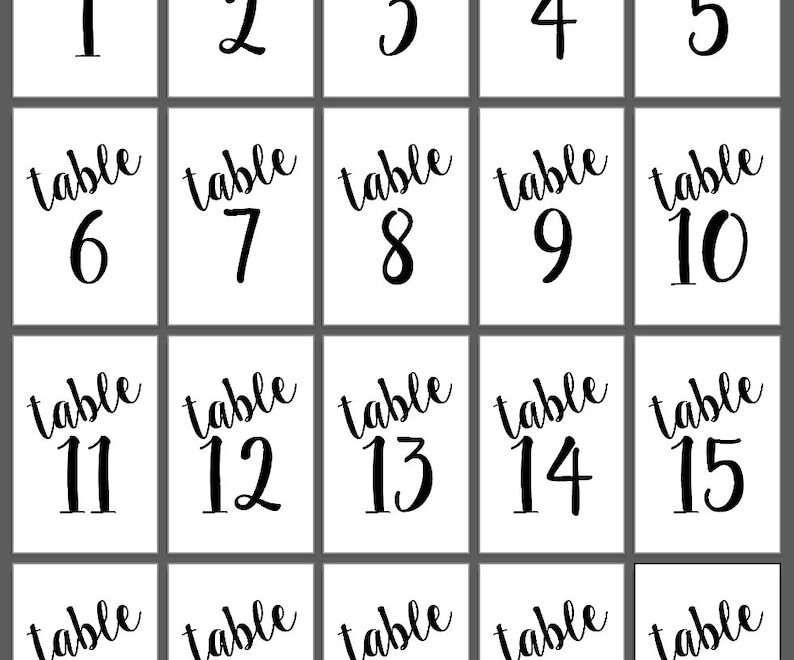 Free Printable Table Numbers 1 20 Templates Printable