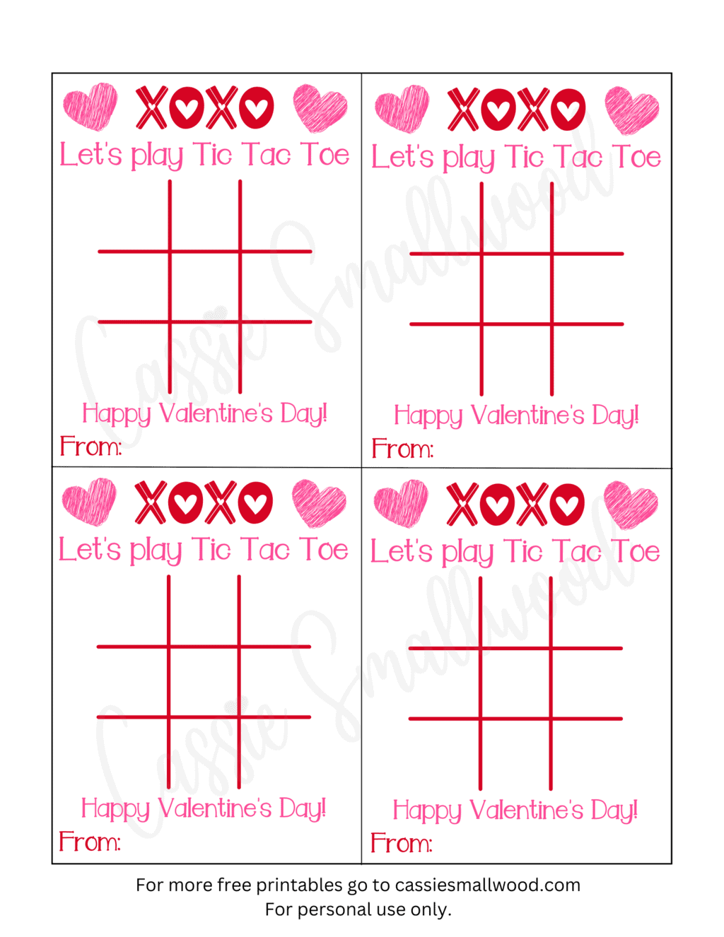 Free Printable Valentine Tic Tac Toe Games Cassie Smallwood