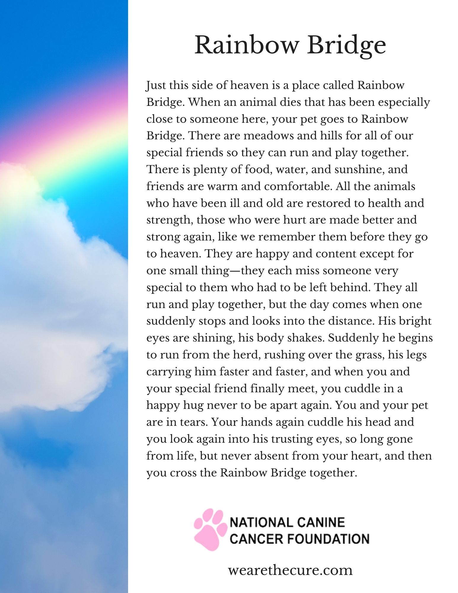 Free Printable Version Of The Rainbow Bridge Poem Download Free 