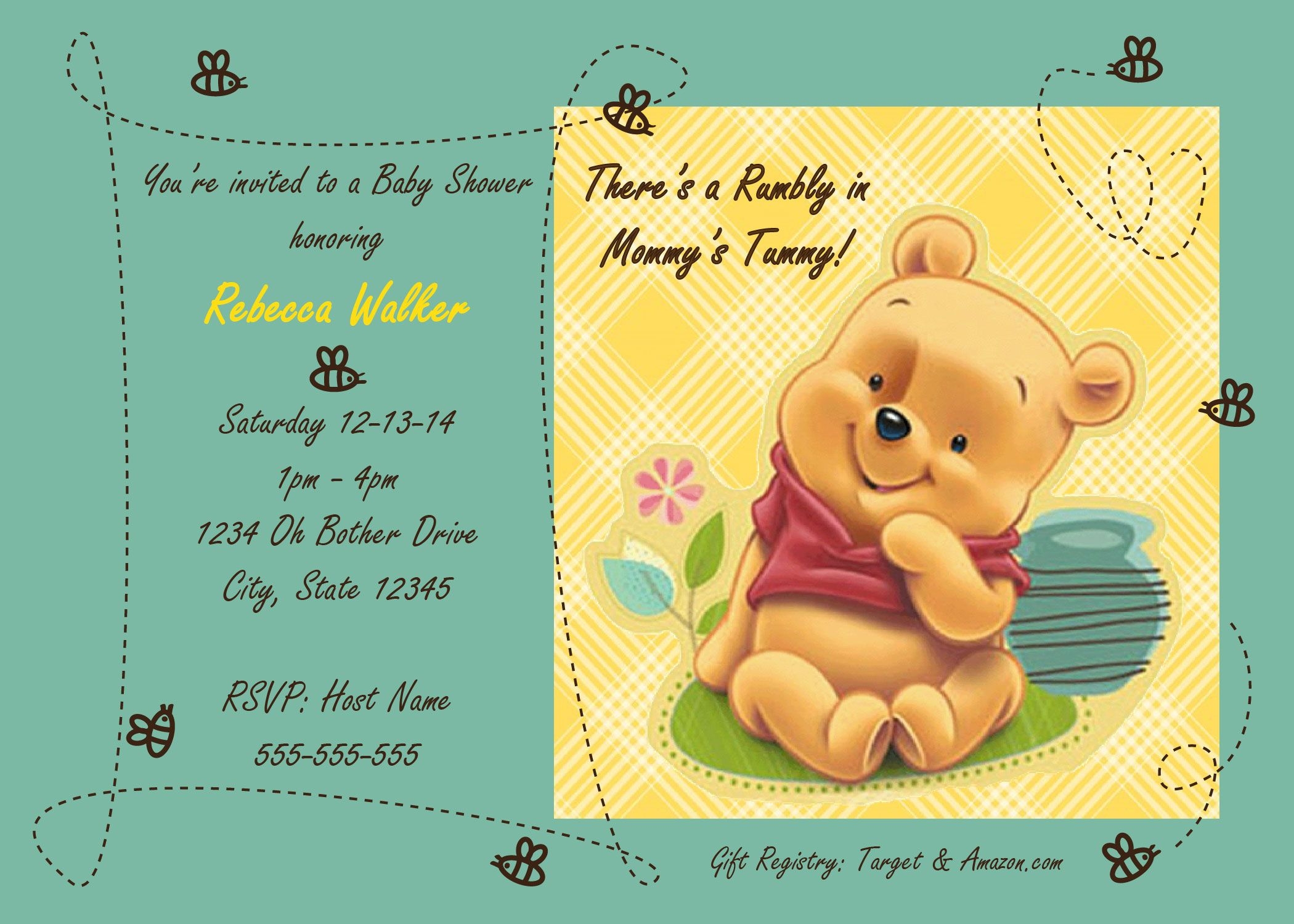 Free Printable Winnie The Pooh Baby Shower Invitations Printable Word 