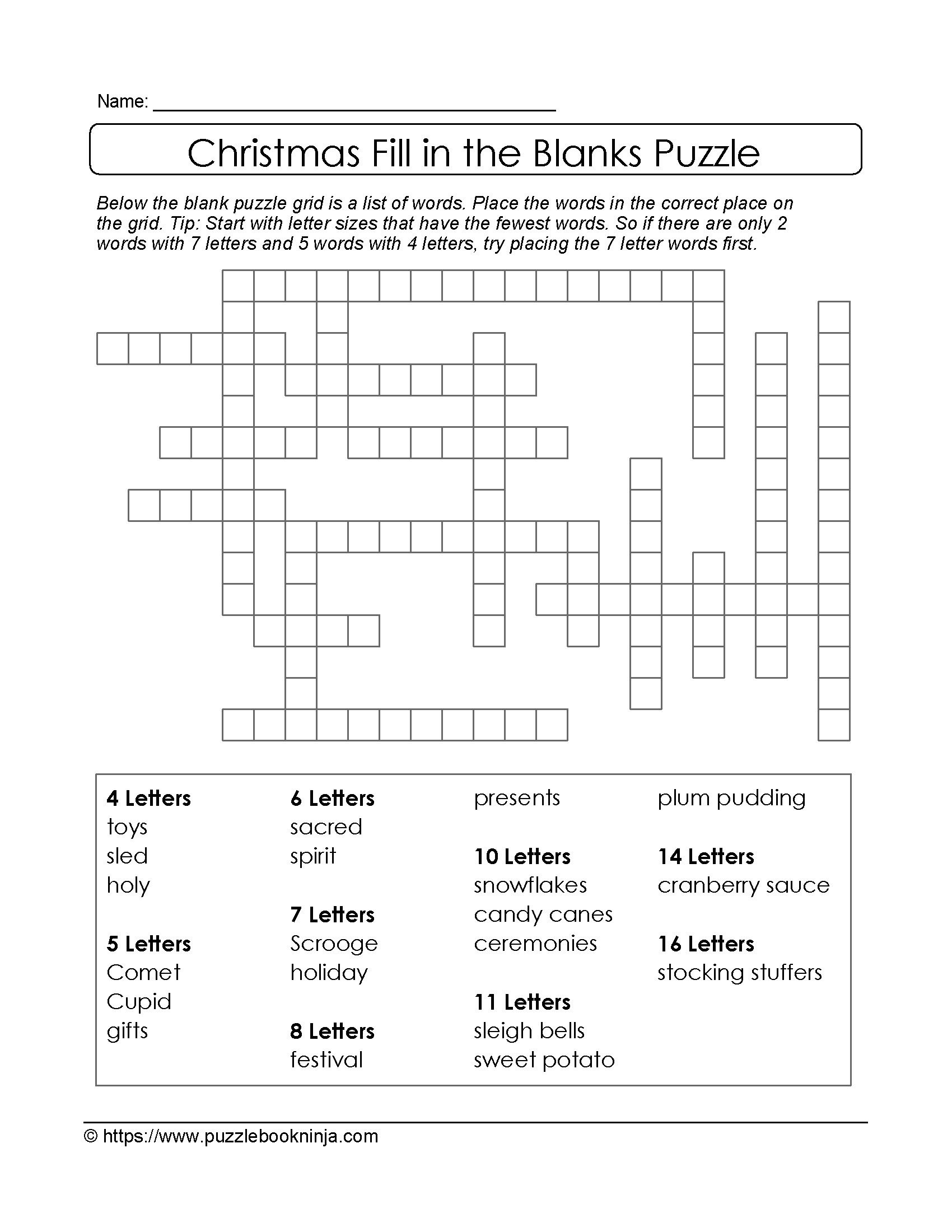 Free Printable Word Fill In Puzzles