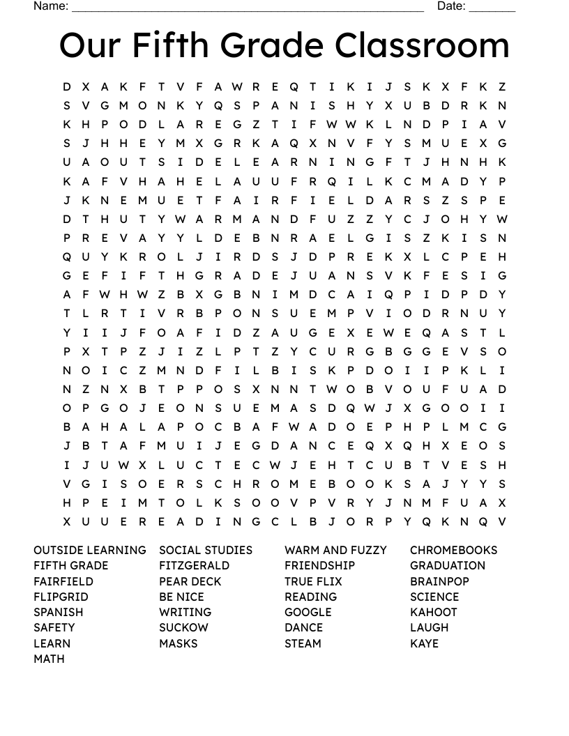 5Th Grade Free Printable Word Searches
