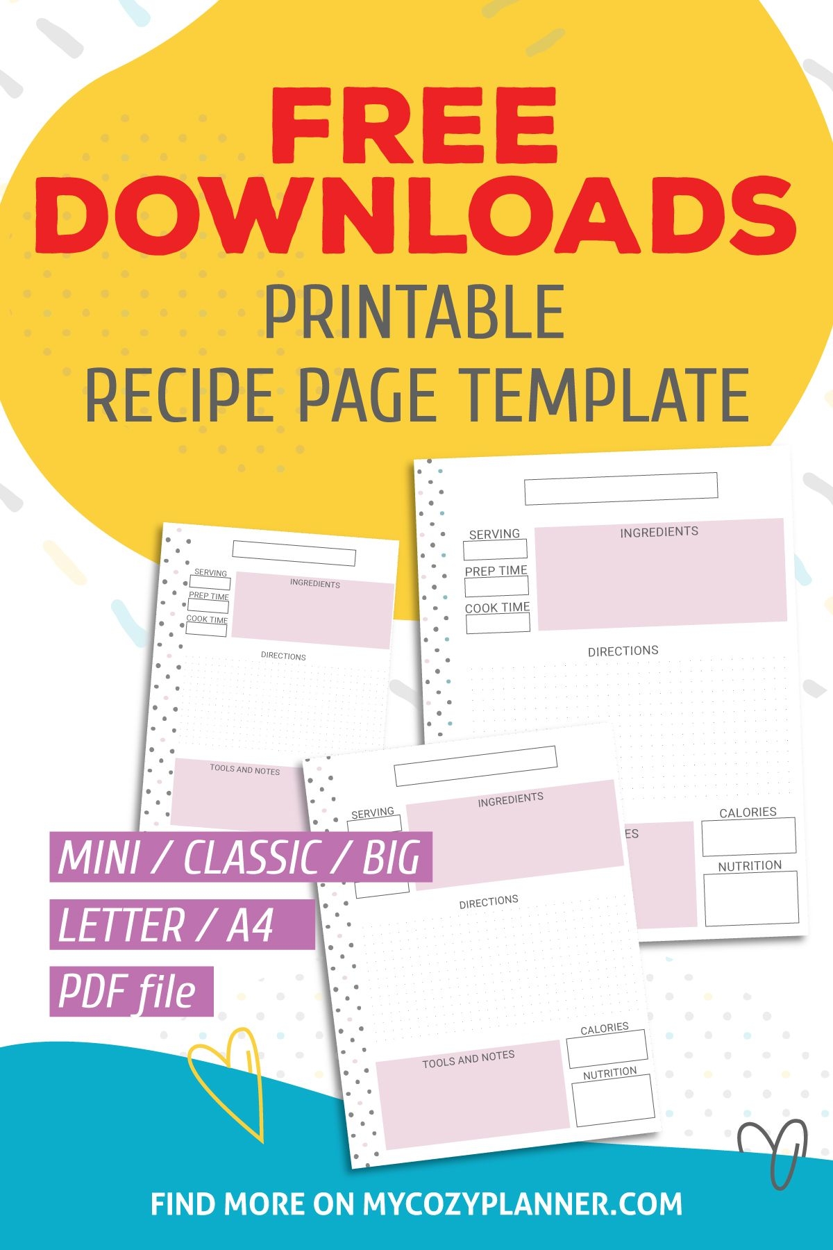 Free Happy Planner Recipe Printable
