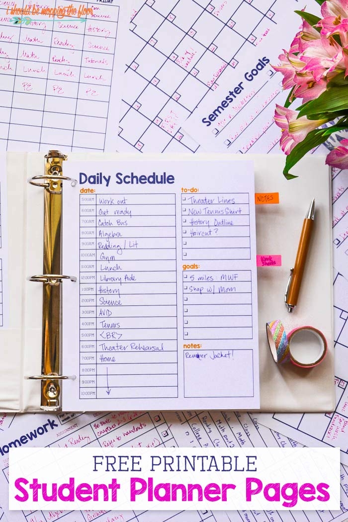 Free Student Planner Printables I Should Be Mopping The Floor