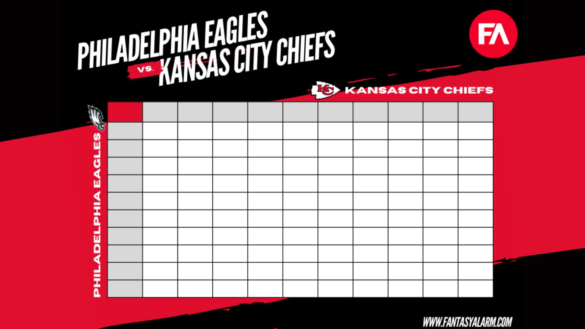 Free Super Bowl 2025 Squares Printable PDF Template Grid Eagles 