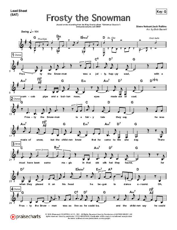 Frosty The Snowman Lyrics And Sheet Music