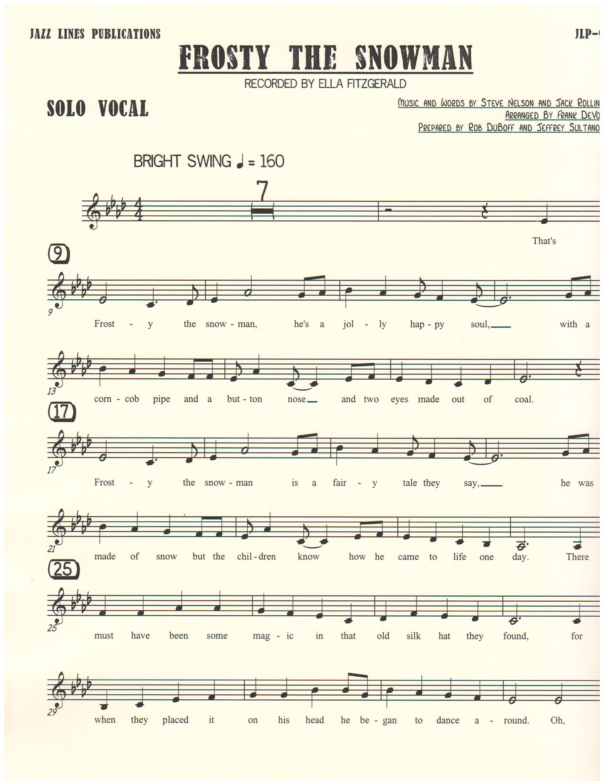 Frosty The Snowman Sheet Music Vintage