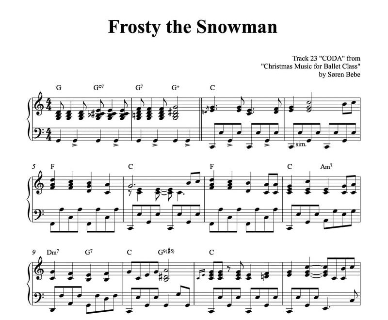 Frosty The Snowman Sheet Music Vintage