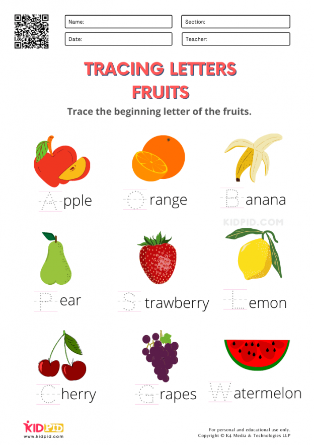 Fruits And Vegetables FREE Printable Worksheets For Kindergarten Kidpid