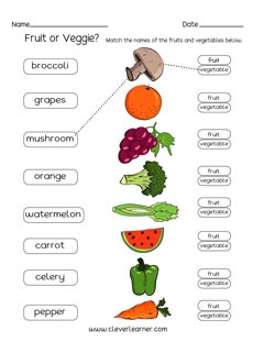 Fruit And Vegetables Worksheet Printables