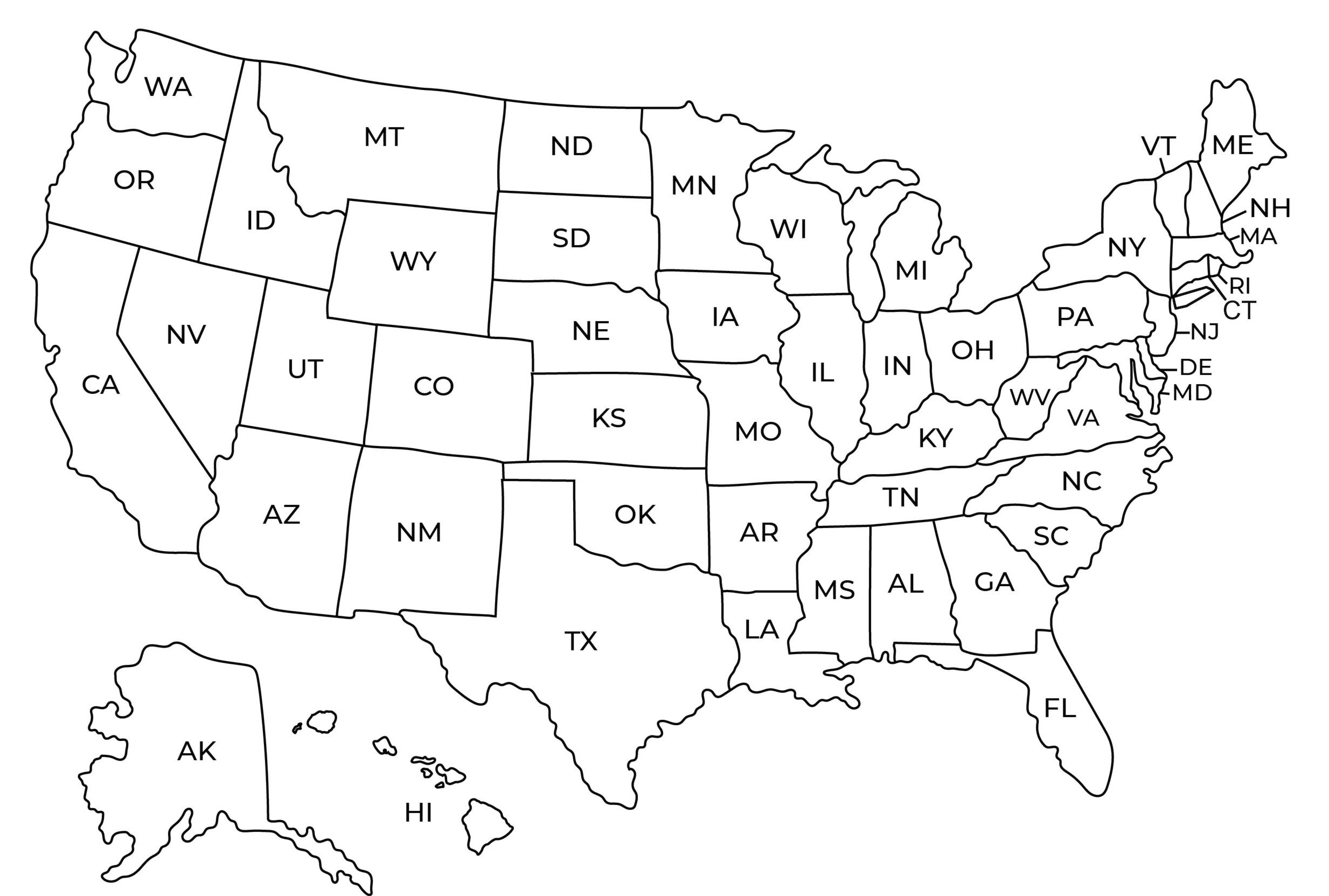 Full Page Printable Map Of USA
