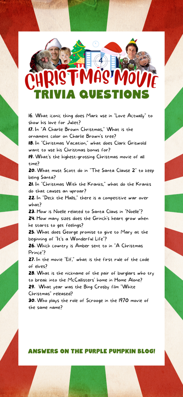 Christmas Movie Trivia Game Printable