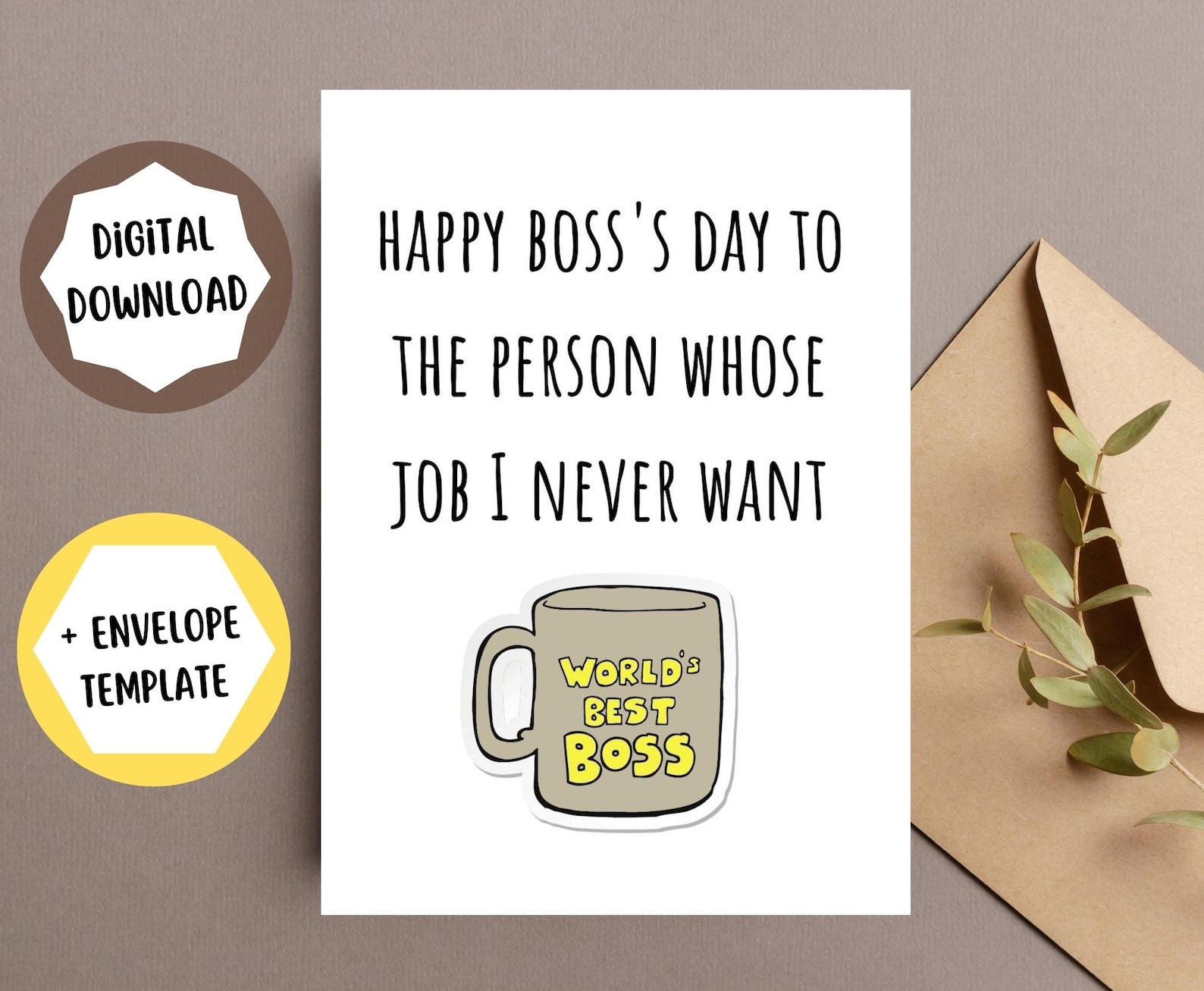 Funny Card For Boss Day Printable Digital Download With Etsy