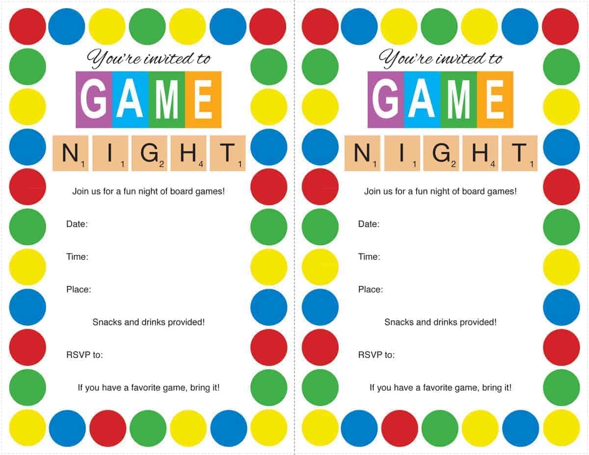 Free Family Game Night Printables