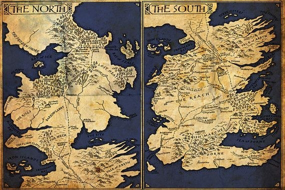 Game Of Thrones Printable Westeros Map Vintage By Pikselmatic 5 00 