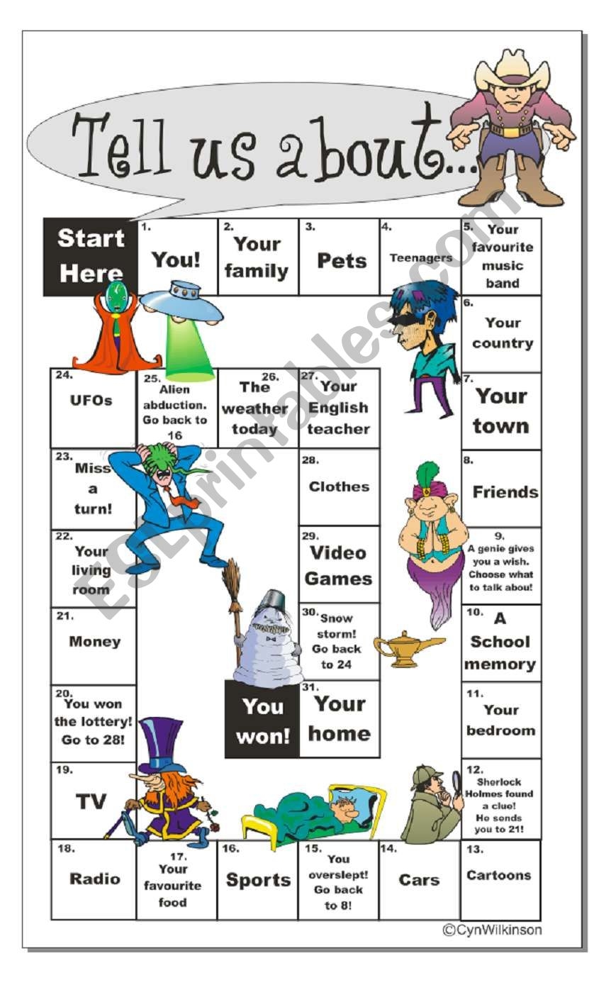 Game Tell Us About For Teens And Adults ESL Worksheet By Cyn 