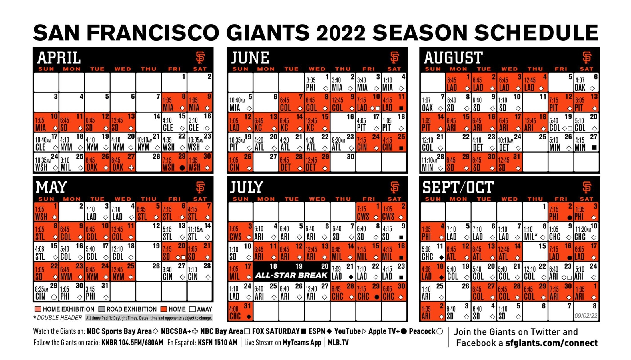 Sf Giants Schedule 2025 Printable