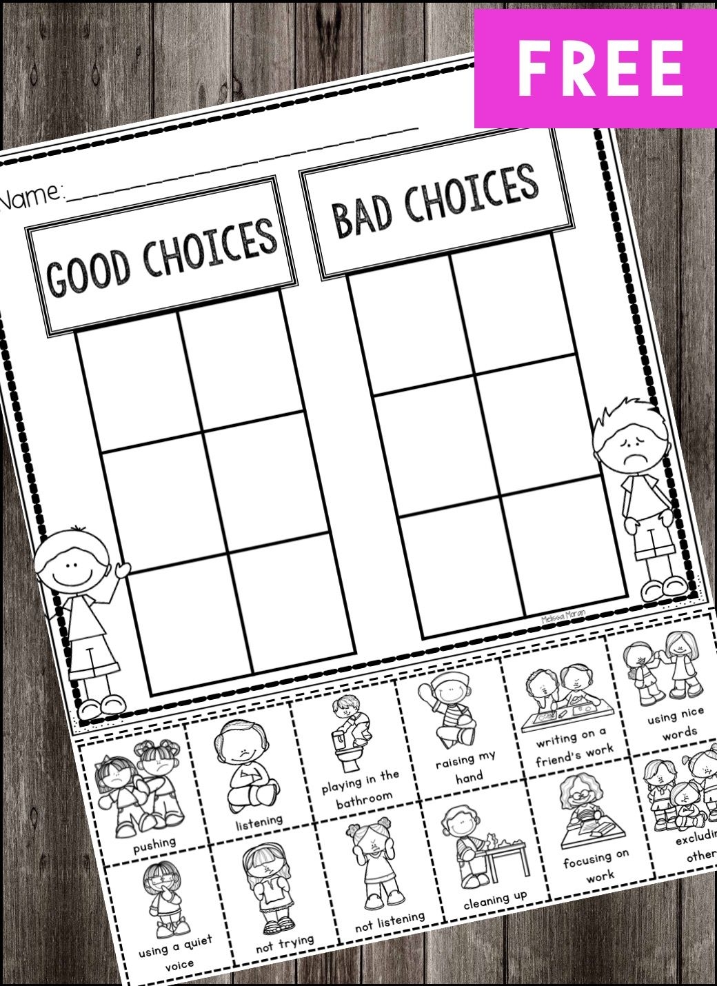 Good Choices Bad Choices Printables