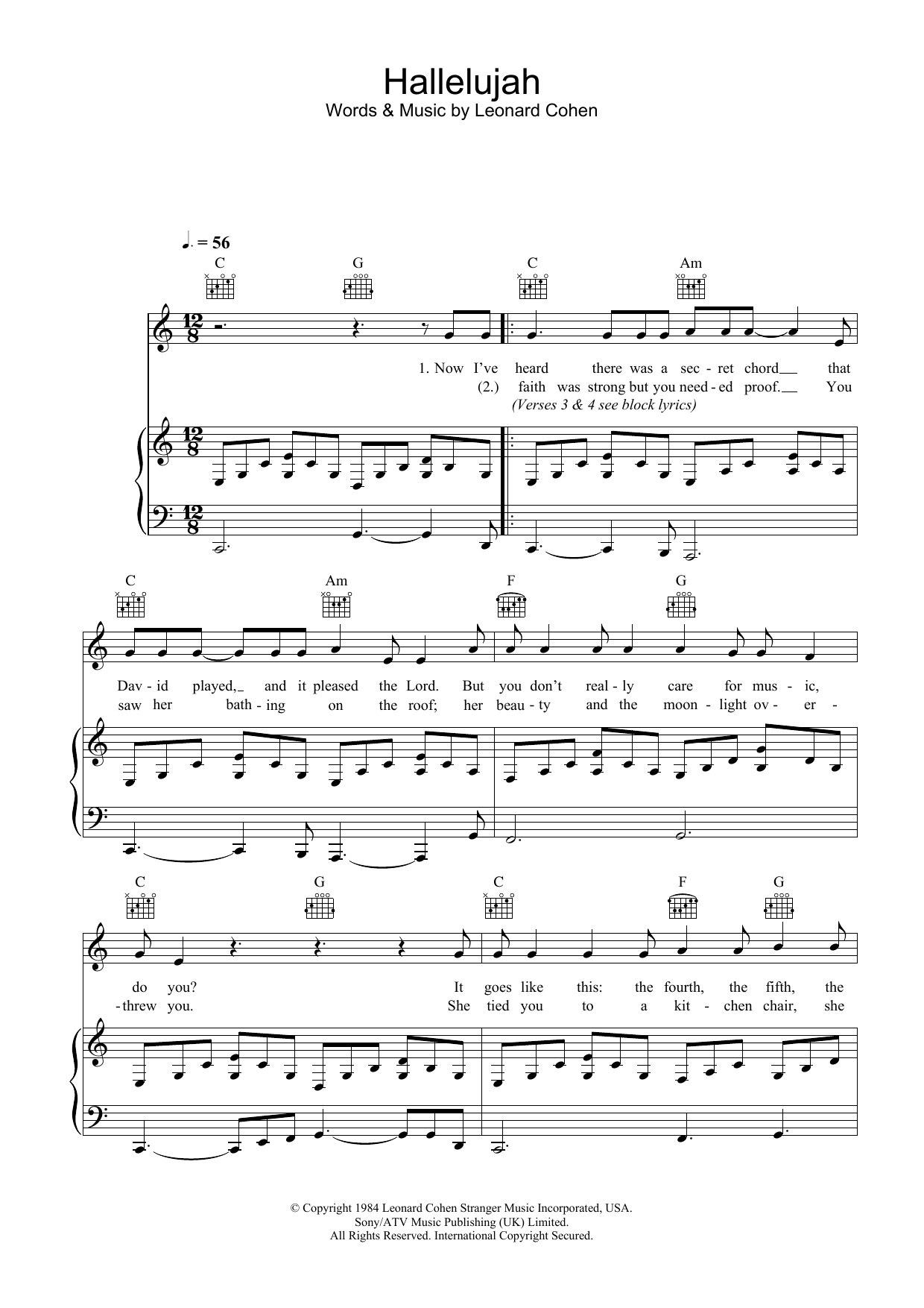 Hallelujahleonard Cohen Beginner Piano Digital Sheet Music Free 