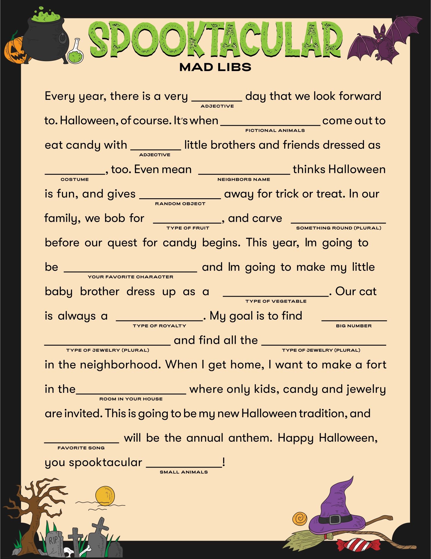 Free Printable Halloween Mad Libs