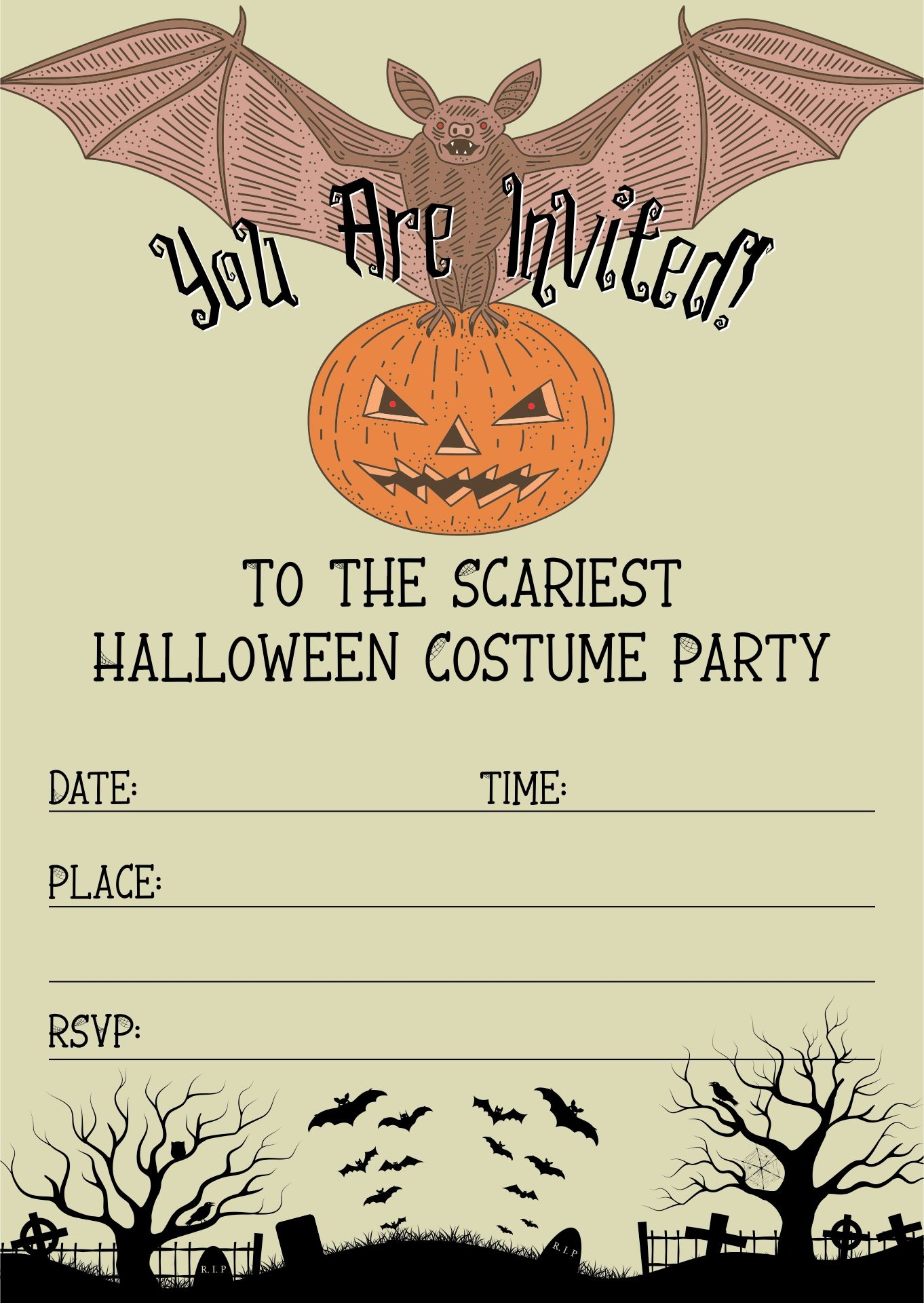 Halloween Invitations For Adults 15 Free PDF Printables Printablee