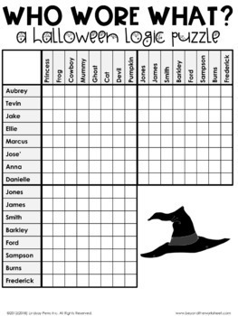Halloween Logic Puzzle By Lindsay Perro Teachers Pay Teachers