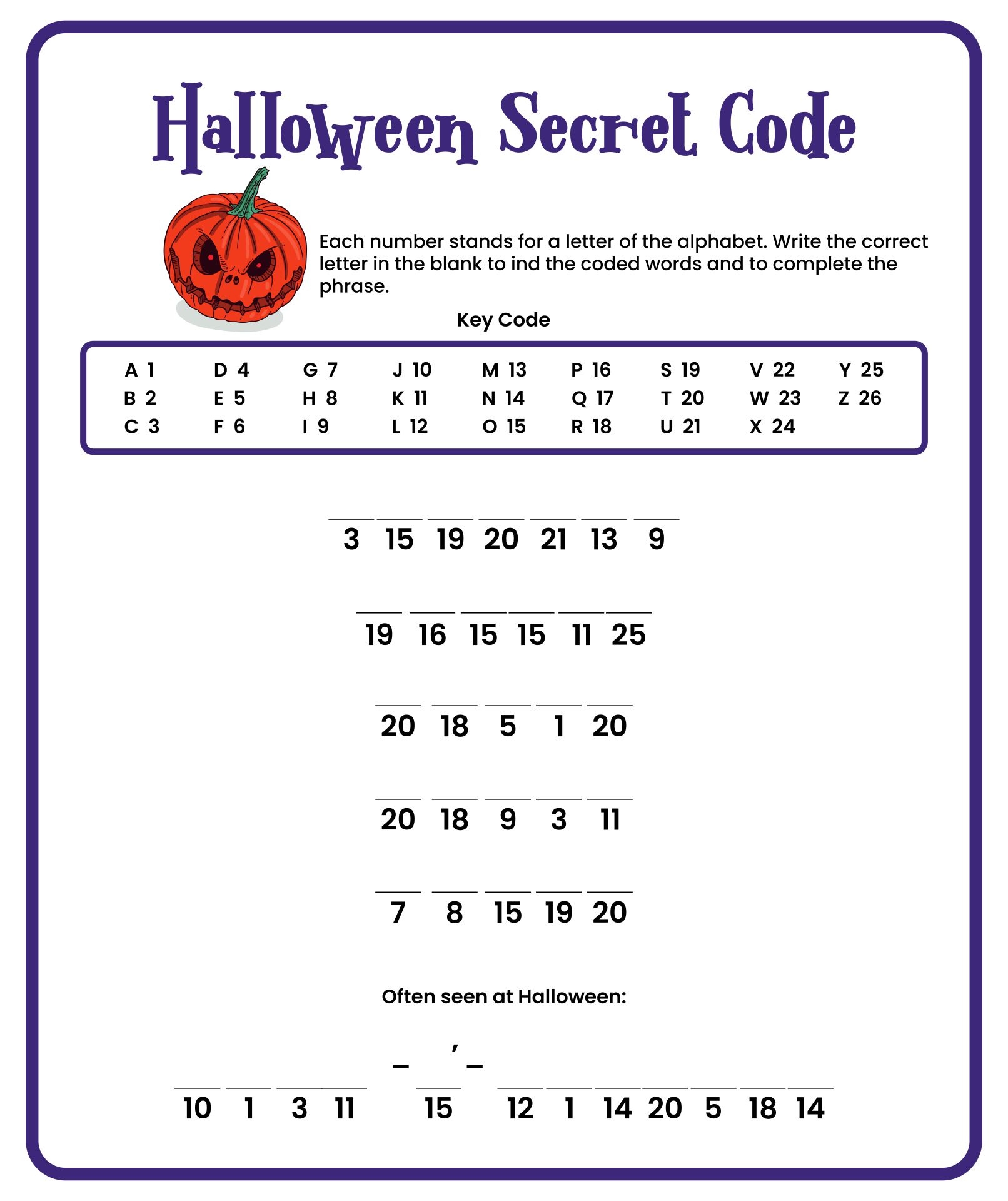 Halloween Logic Puzzle Free Printable