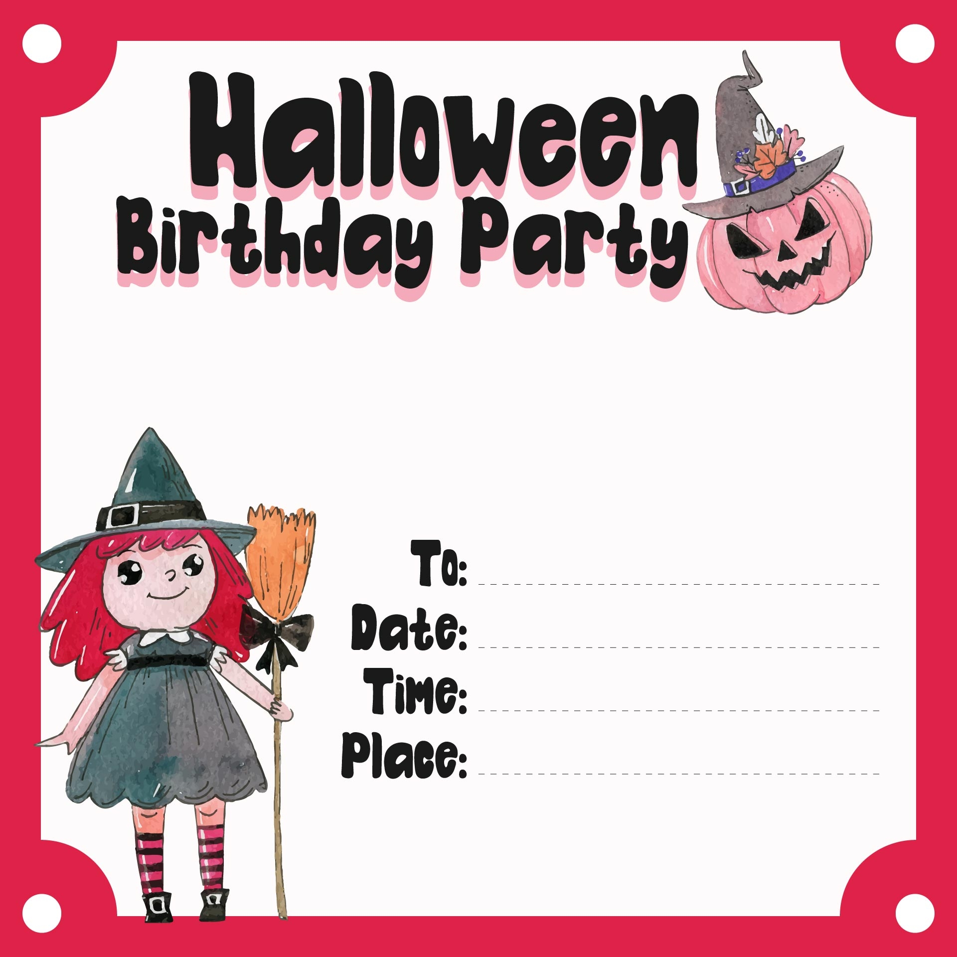 Free Printable Halloween Birthday Party Invitations