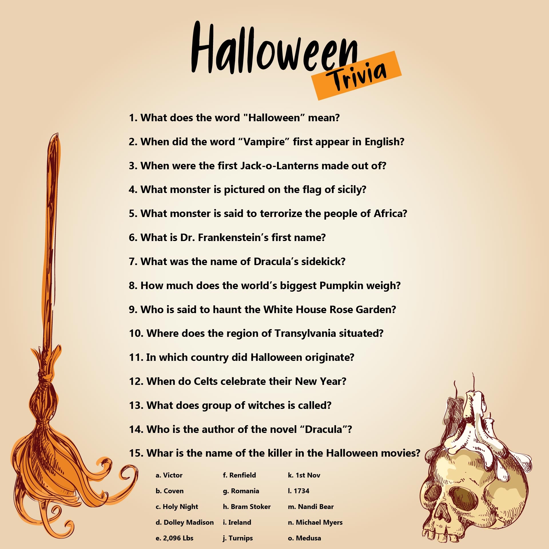 Halloween Trivia 15 Free PDF Printables Printablee
