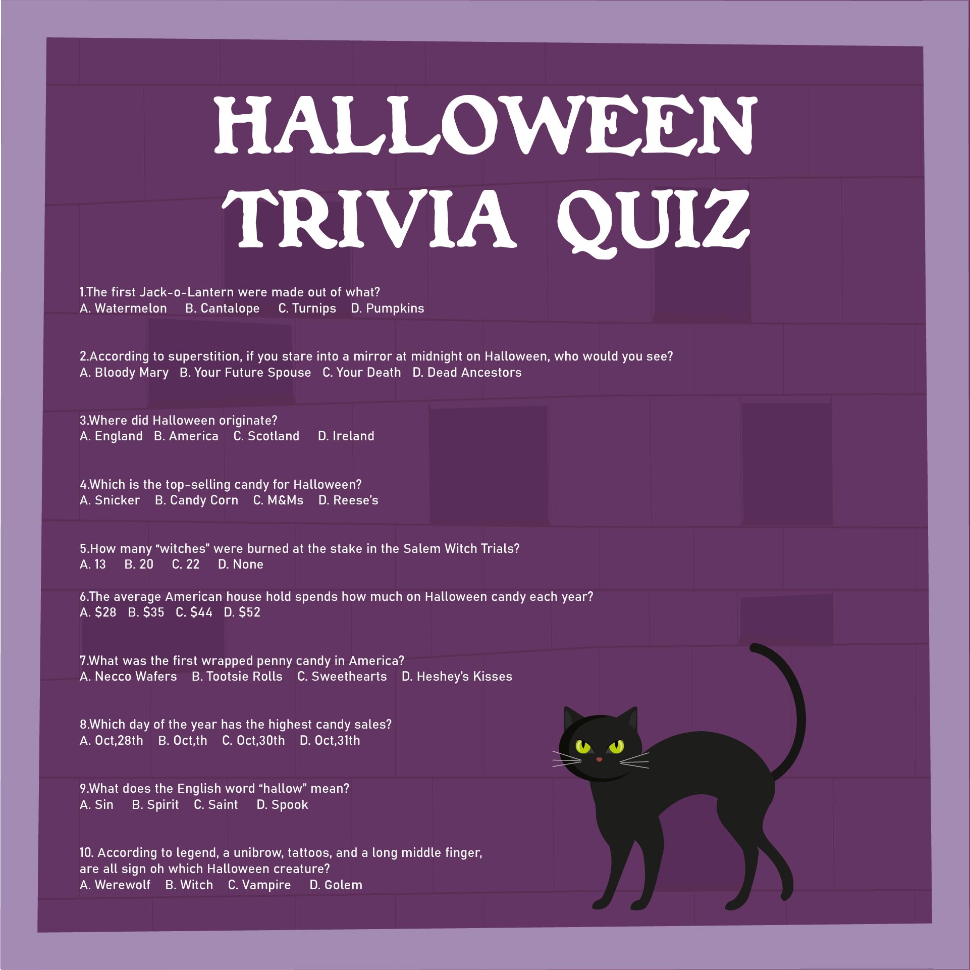 Halloween Trivia And Answers 15 Free PDF Printables Printablee
