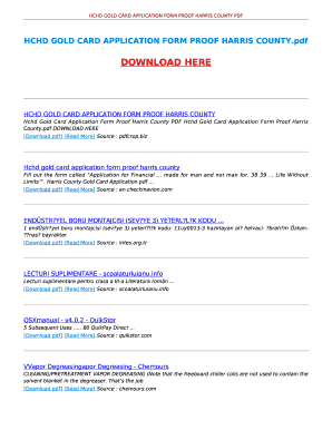 Harris County Gold Card Application Form Fill Online Printable 