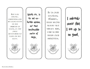 Harry Potter Bookmarks FREE PRINTABLES By Giftedguru TpT
