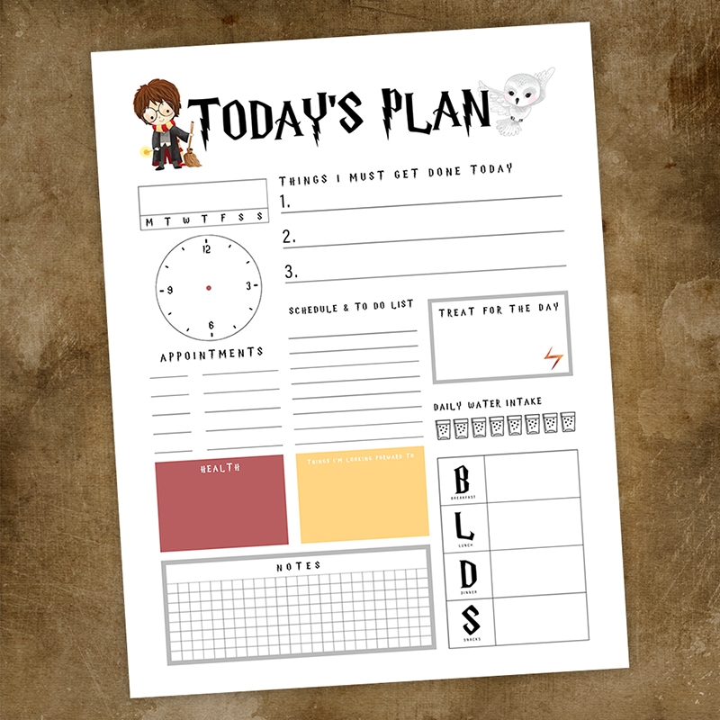 Harry Potter Free Printable Daily Planner The Cottage Market