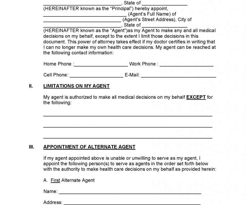 Healthcare Free Blank Printable Medical Power Of Attorney Forms