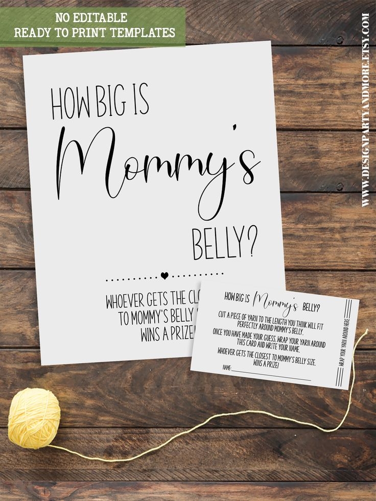 How Big Is Mommy 39 s Belly Shower Game Minimalist Baby Shower Game 
