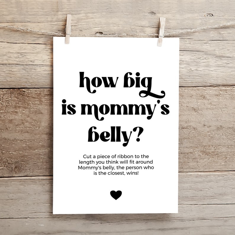 How Big Is Mommy 39 s Belly Sign Baby Shower Modern Minimalistic Templett 
