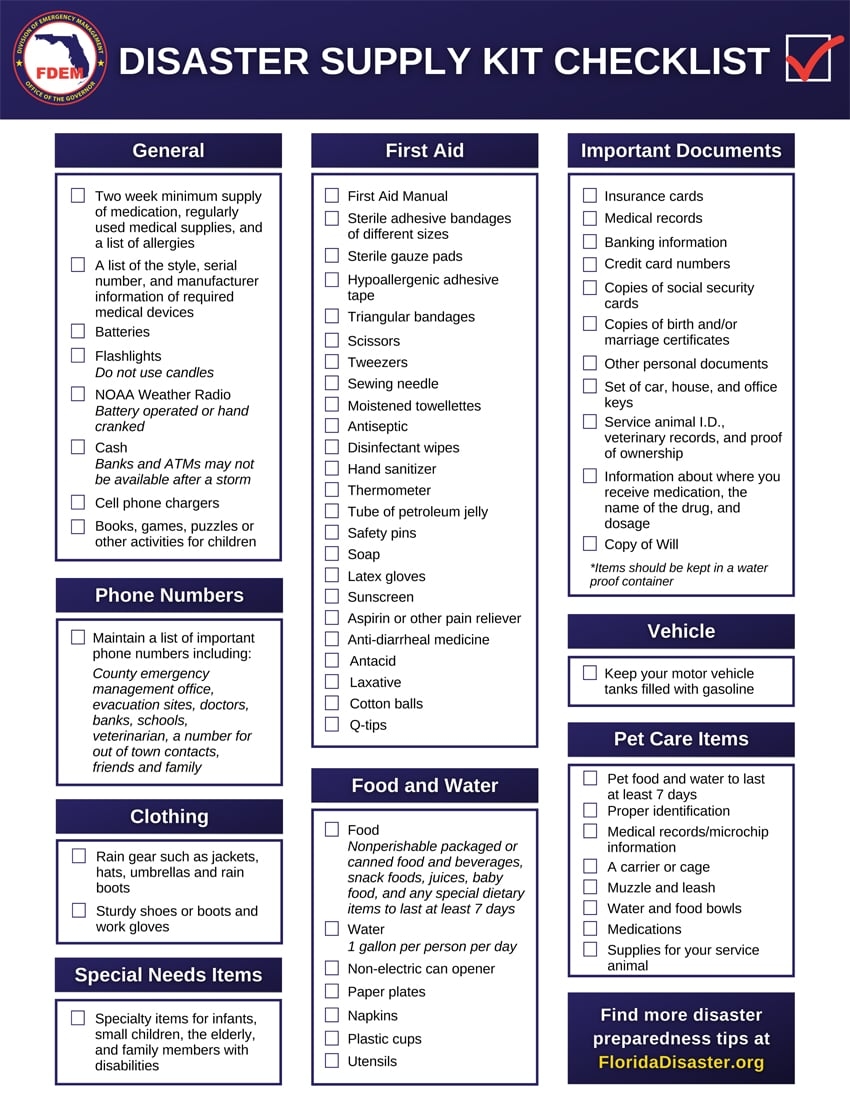 Hurricane Supply List 2025 Printable Isaac Dyer