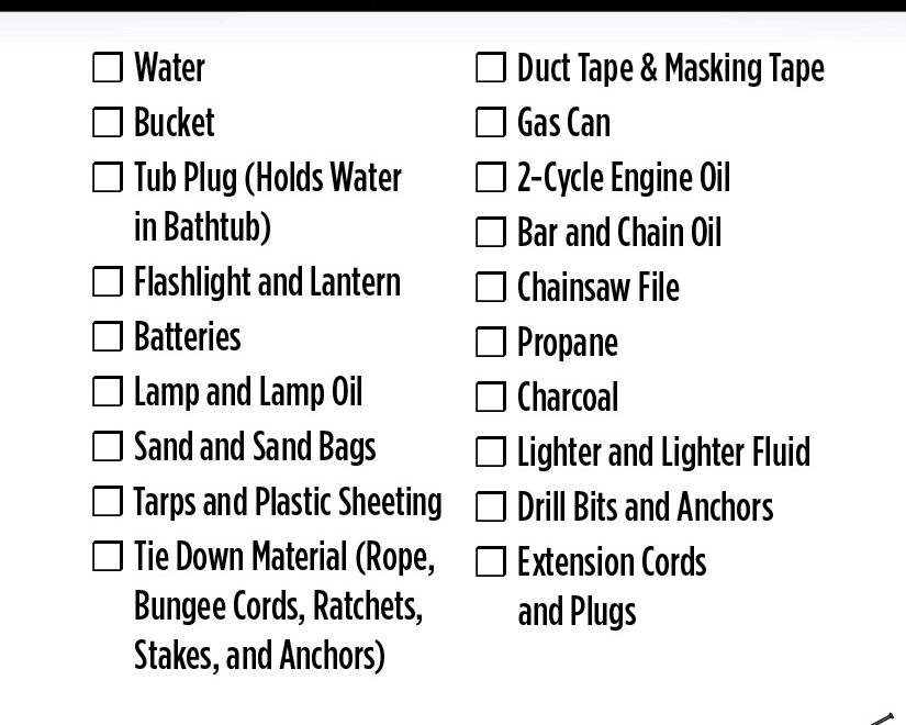 Hurricane Supply List Examples And Forms