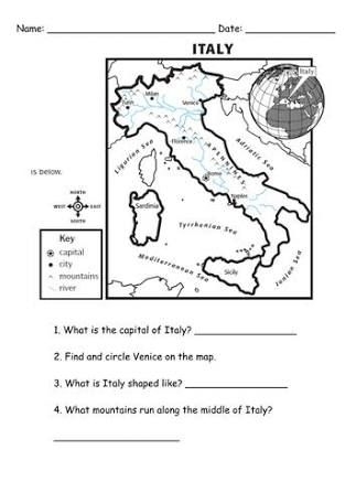 Image Result For Italian Activity Sheet Free Printables Map